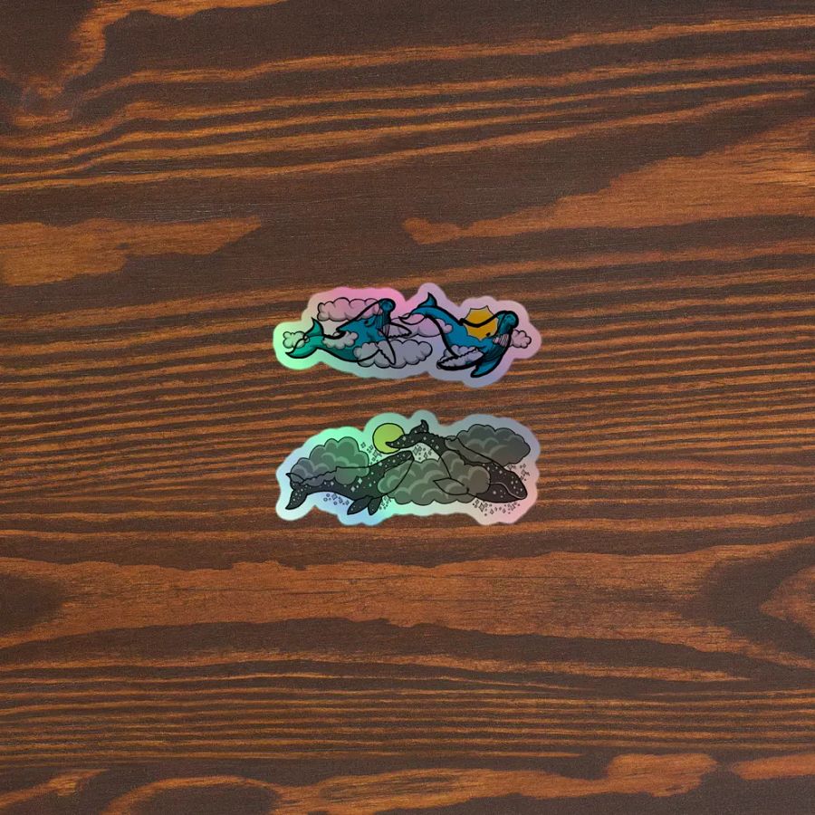 sky humpback and starry gray whale holographic sticker set product image (3)