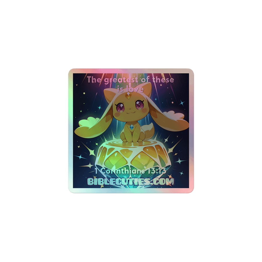 Bible Cuties Lorraine - The greatest of these is love Holographic Sticker product image (1)