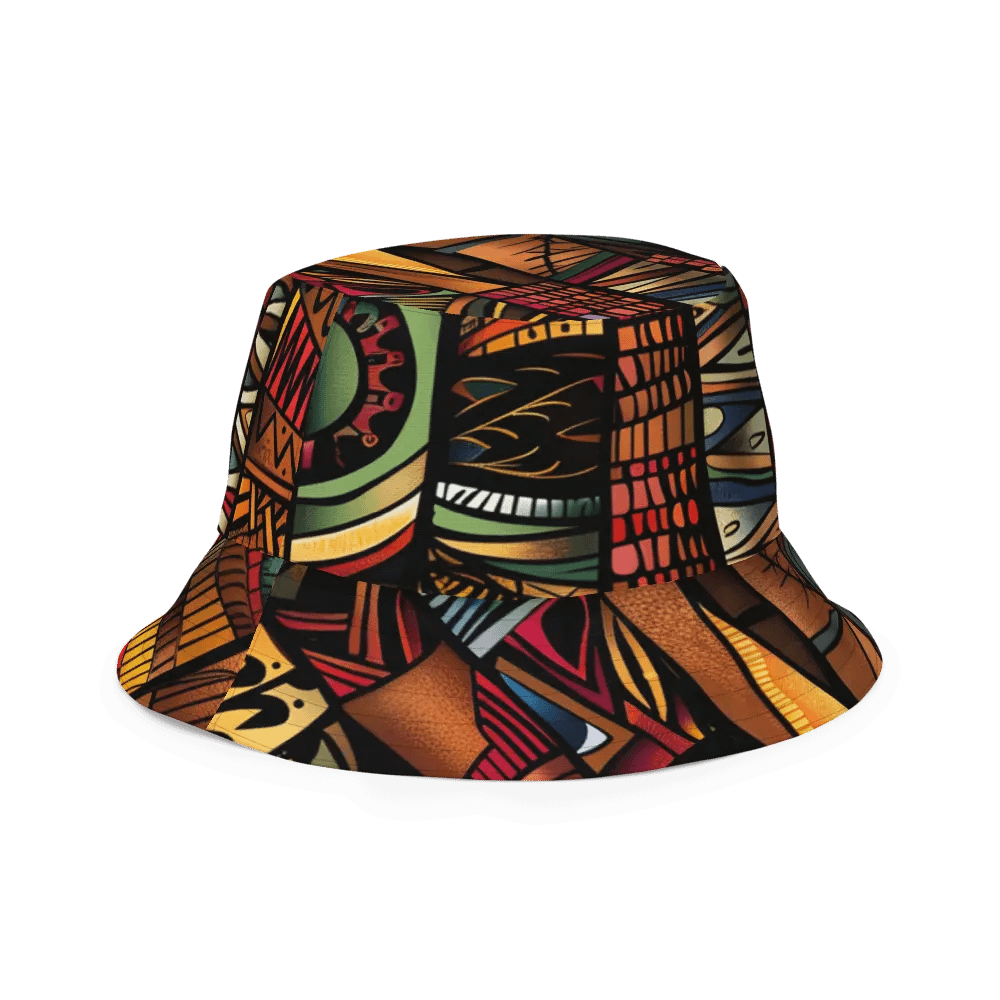 Geometric Flair: Vibrant Reversible Bucket Hat with African Patterns product image (9)