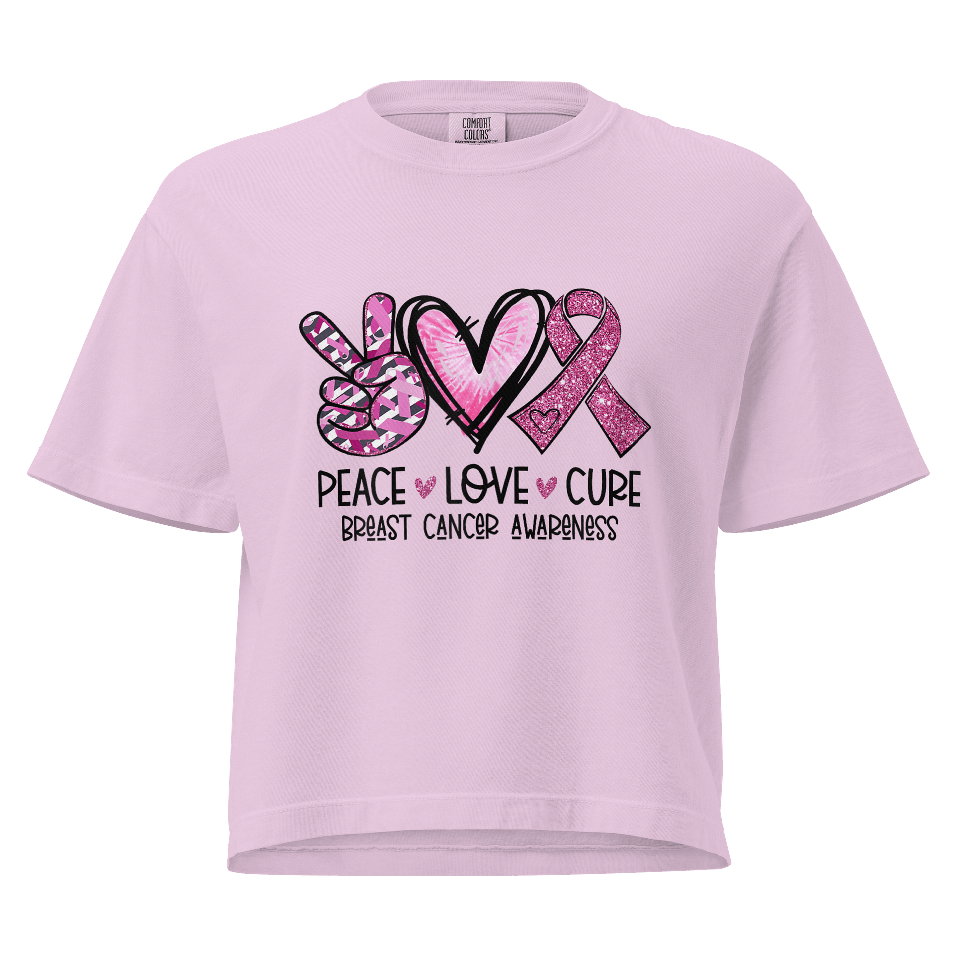 Peace Love Cure Pink Ribbon T-Shirt | Breast Cancer Awareness Tee product image (9)