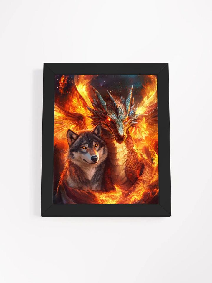 Fire dragon & wolf 01 - Framed High Quality Matte Poster product image (2)
