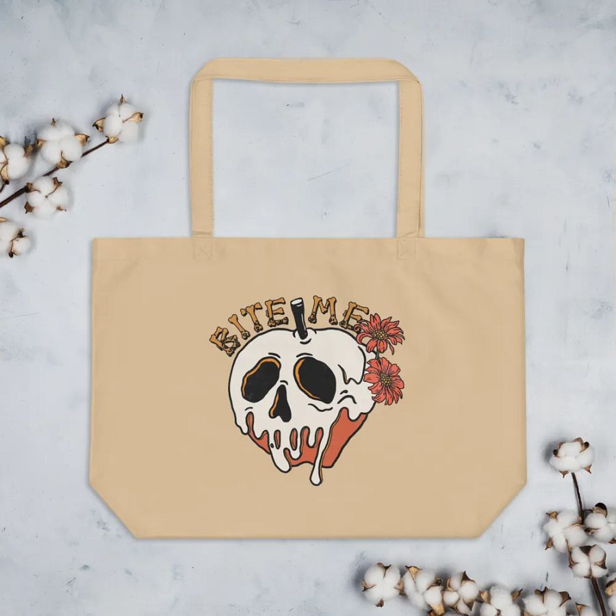 Macabre Whimsy Apple Skull Tote Bag product image (7)