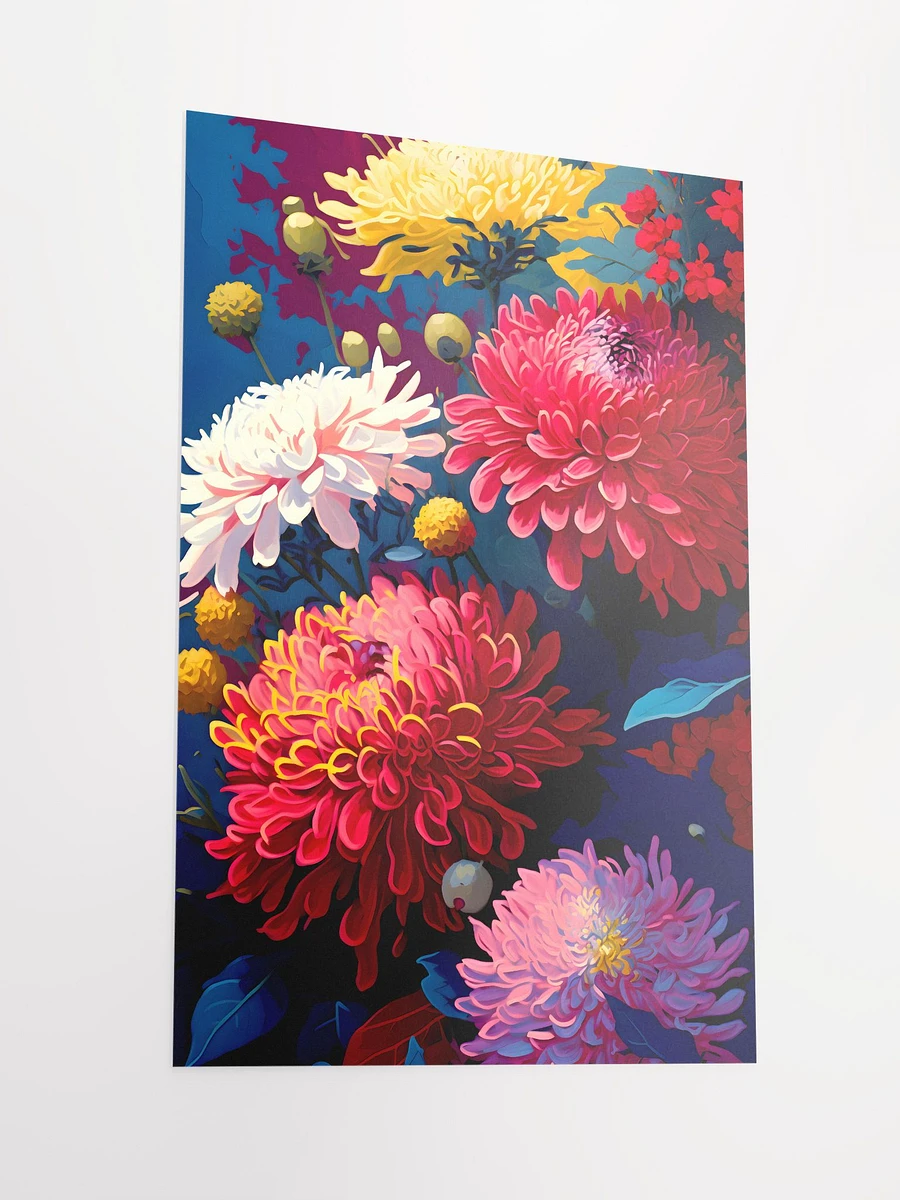 Autumn Splendor Chrysanthemum Bouquet - Dynamic Floral Art Print Matte Poster product image (4)