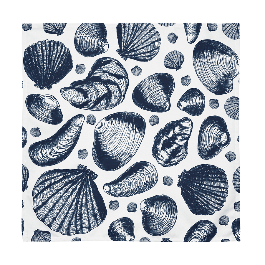 New England Tidal Treasures | Seashell Napkin Set | Monique Faella Designs™ | Dark Blue on White product image (3)