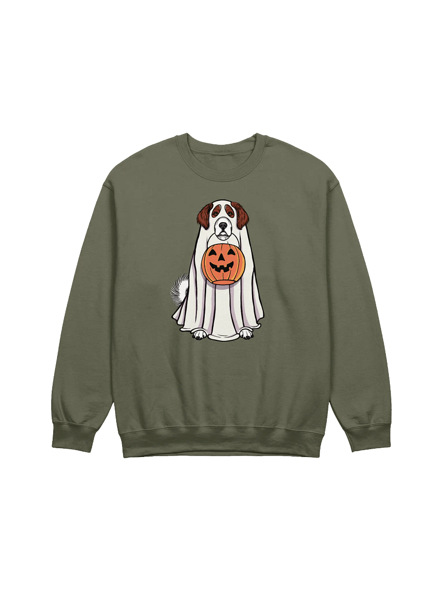 Funny Halloween Great Pyrenees(Brown) Sweatshirt | Funny Pyr Wearing a Ghost Costume and Holding a Pumpkin Basket product image (17)