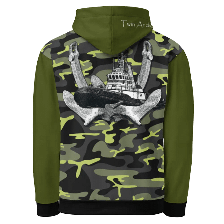 Green & Camouflage Twin Anchor Marco tug Hoodie product image (1)