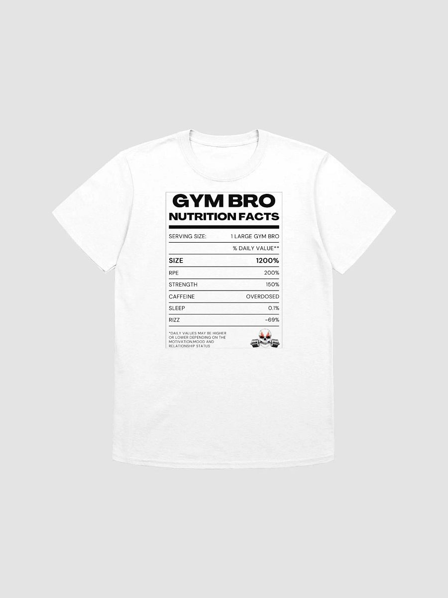 Gym bro nutrition facts(White edition) product image (1)