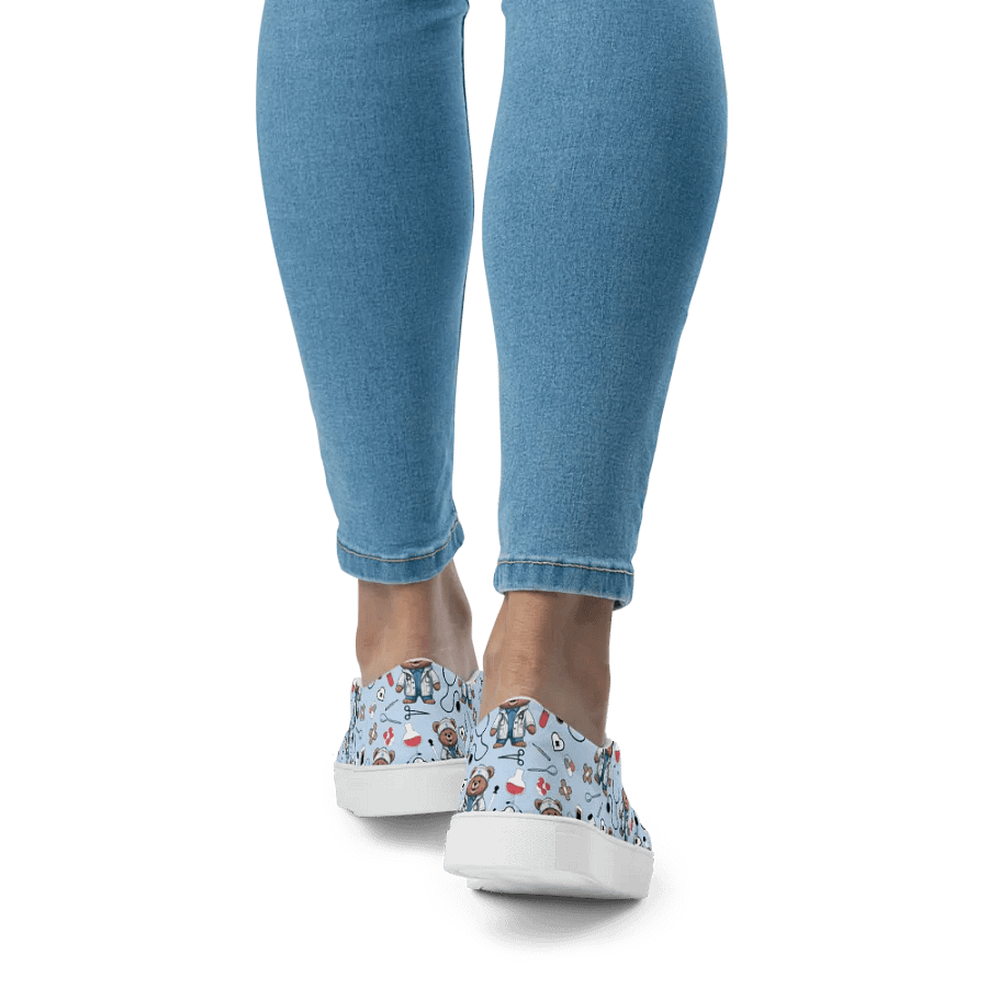 Cute Medical Bears Slip-On Canvas Shoes (Blue) product image (3)