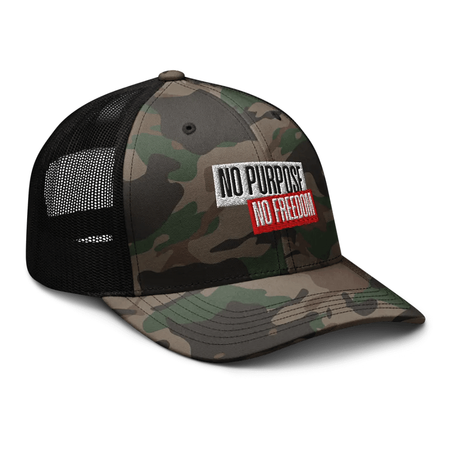 Rebel Camo Statement Trucker Hat | no purpose no freedom product image (6)