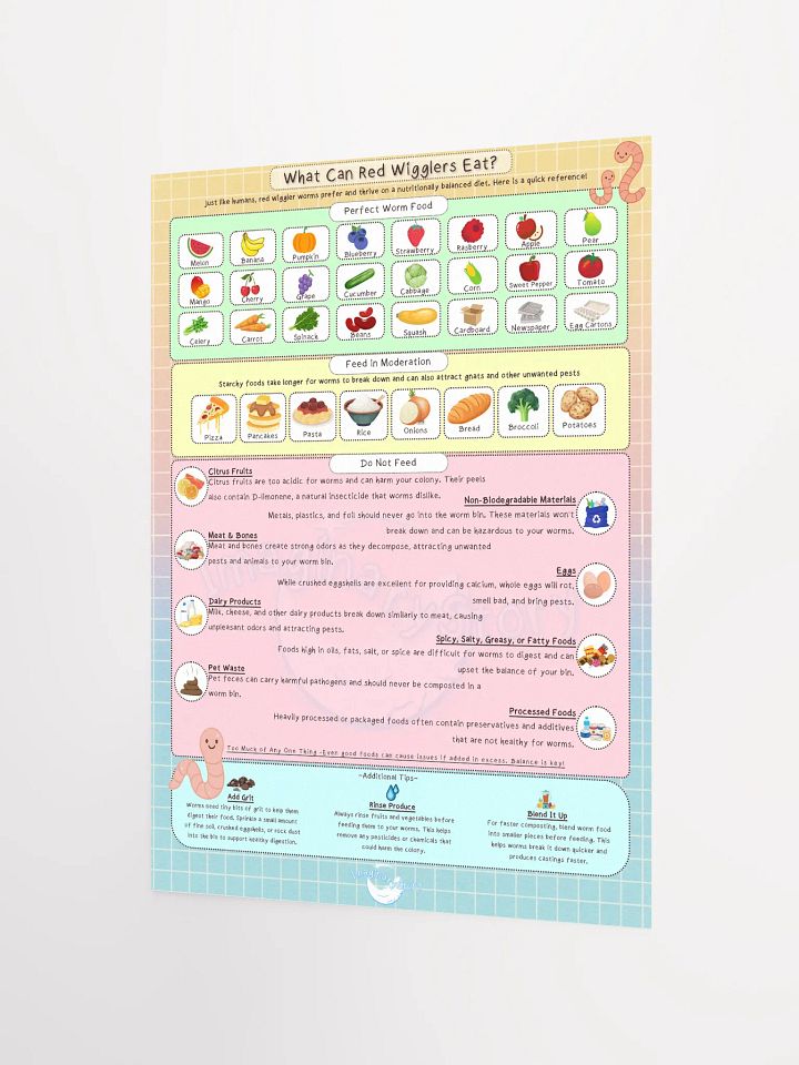 Red Wrigglers Guide Food Chart Poster product image (2)