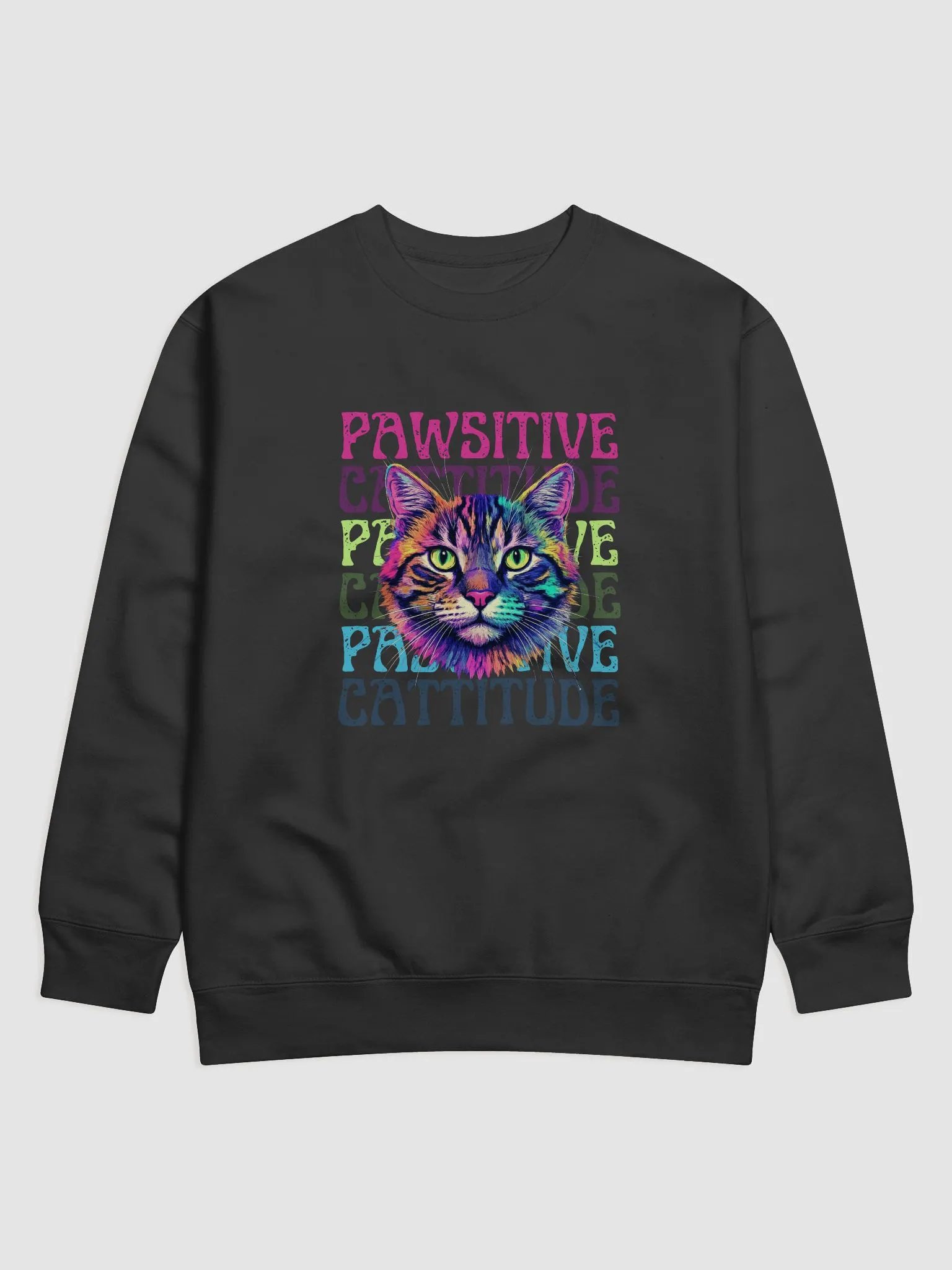 Pawsitive Cattitude Front Cat Graphic Sweatshirt product image (1)