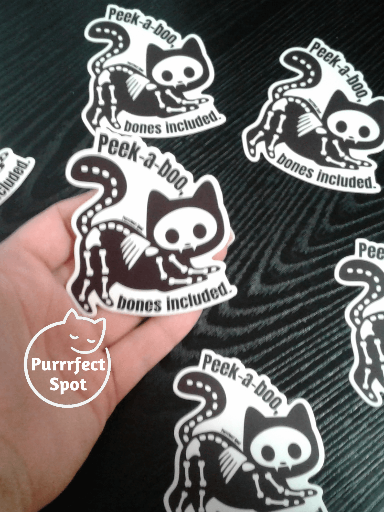 Peek-a-Boo Skeleton Cat Sticker 🐾💀 product image (3)