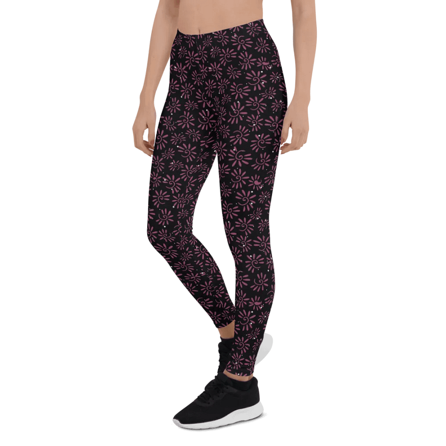 Leggings in classy dark magenta on black design with slight sparkle. Ideal for that special event product image (6)