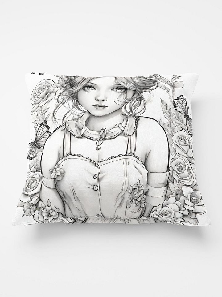 Monochrome Girl, Roses and Butterflies Design Pillow product image (2)
