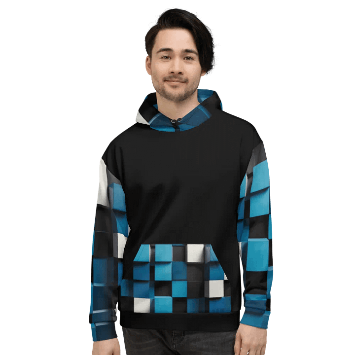 Black And Blue Squares Unisex Hoodie product image (2)