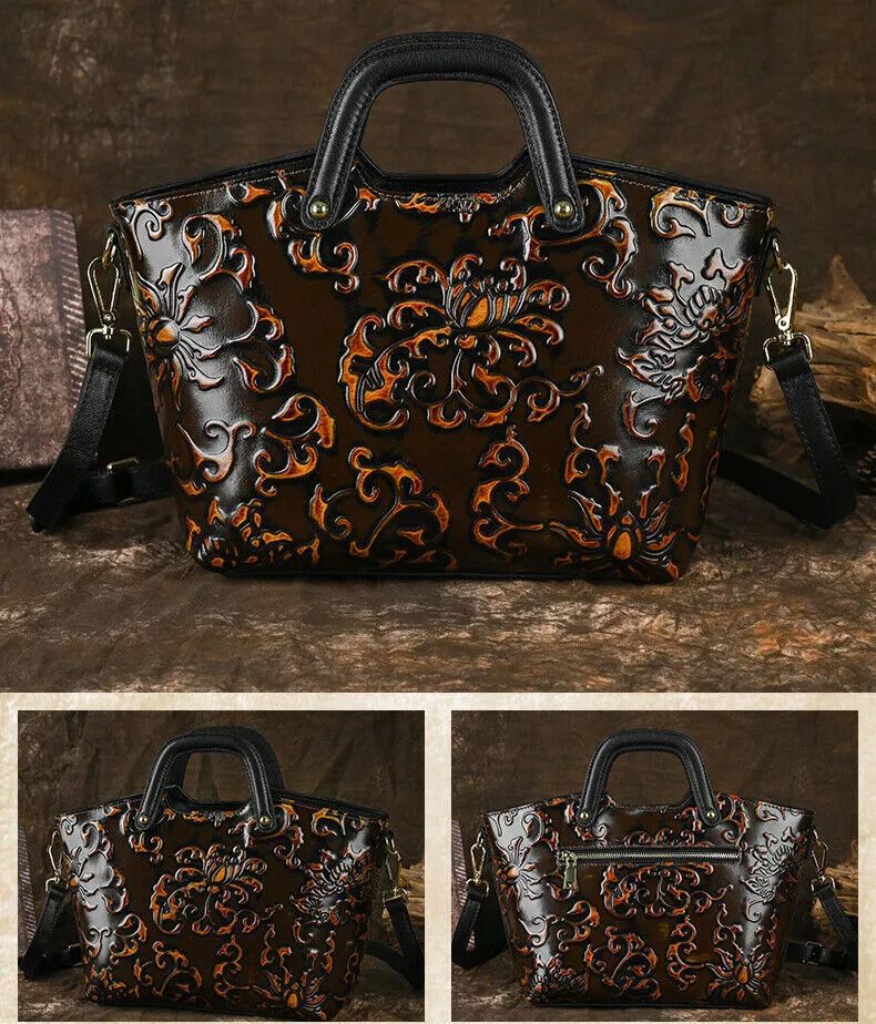 Women Genuine Leather Shoulder Bag Handbag Purse Crossbody Embossed Tote Travel product image (5)