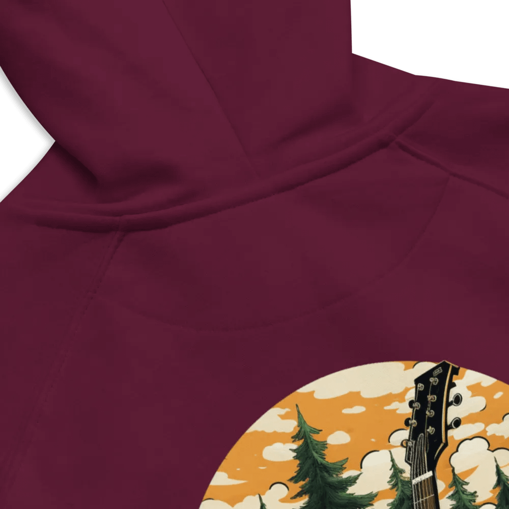 Unisex Eco Raglan Hoodie 🌲 Dark green spruce forest with a skull-shaped guitar product image (7)