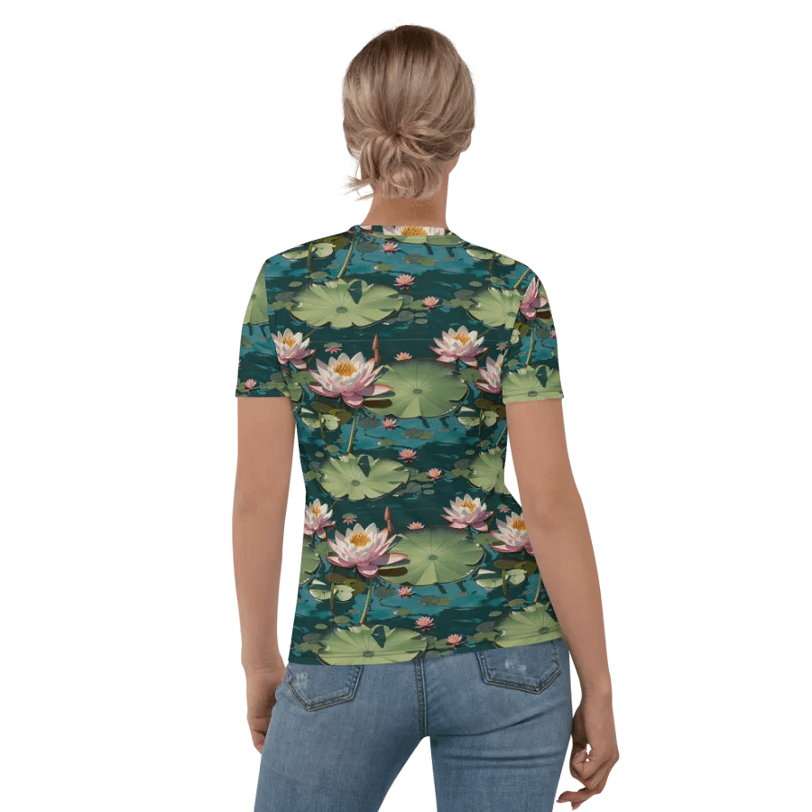 Floral Lily Pad Themed All Over Print T-shirt product image (6)
