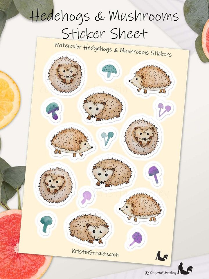Hedgehogs and Mushrooms Sticker Sheet product image (1)