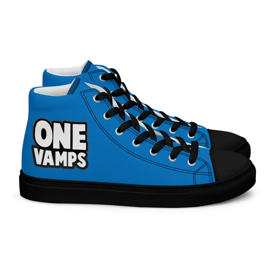 Men's High Top Canvas Shoes OneVamps Blue Black color product image (3)