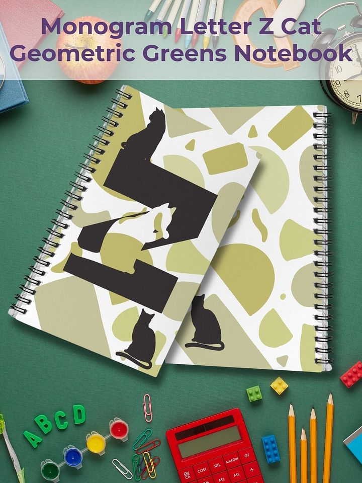 Monogram Letter Z Cat Lover Geometric Greens Notebook product image (1)