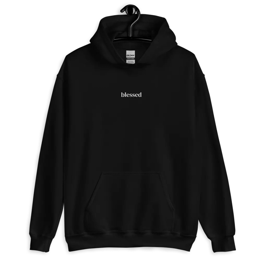 Minimalistic Unisex Blessed Embroided Hoodie (White Embroided) product image (5)