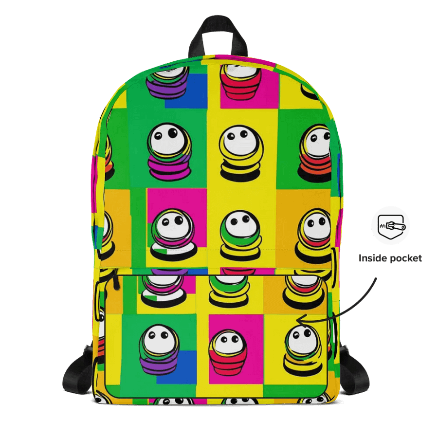 Whimsical Character Grid All-Over Print Backpack product image (4)
