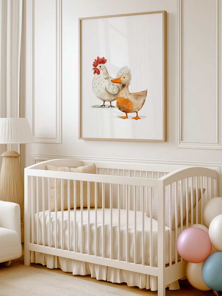 Cute Chicken and Duck Nursery Print product image (1)