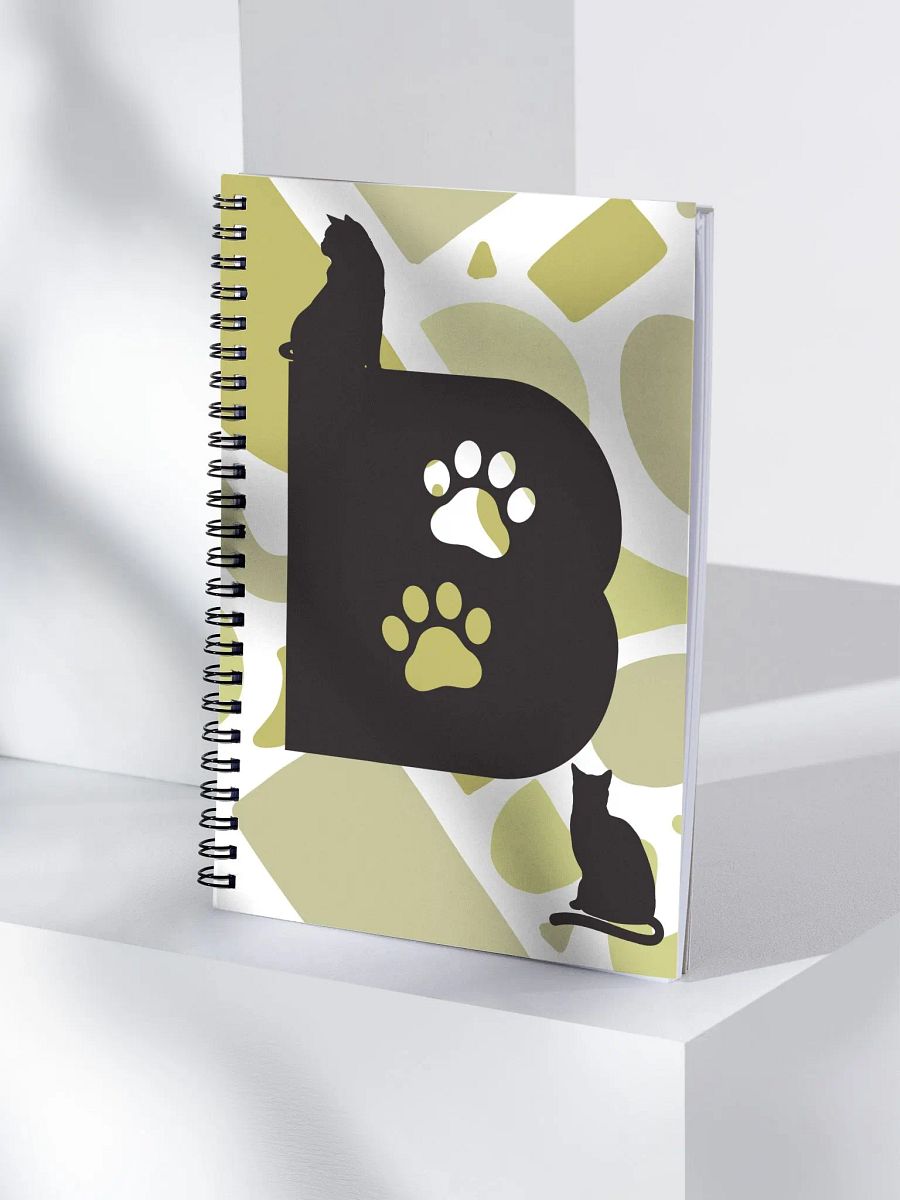 Monogram Letter B Cat Lover Geometric Greens Notebook product image (4)