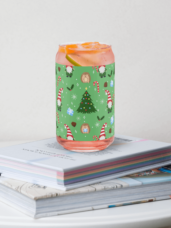 Christmas with my Gnomies Pattern in Green Glass Tumbler product image (1)