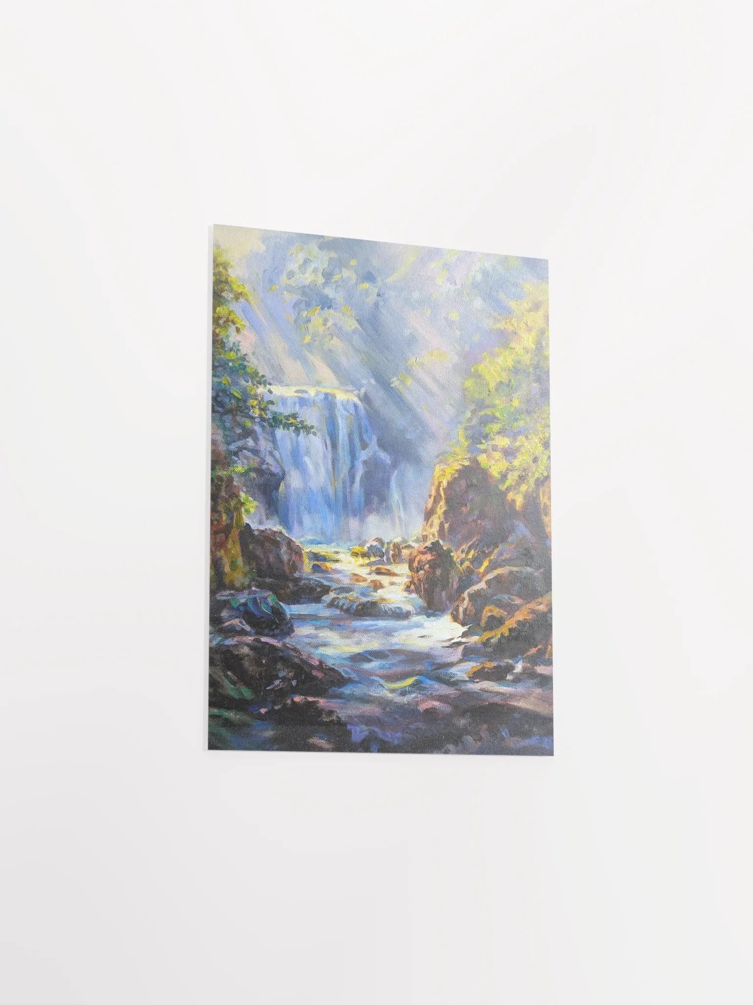 Mountain trails and waterfalls-Oil Painting Paper Poster product image (3)
