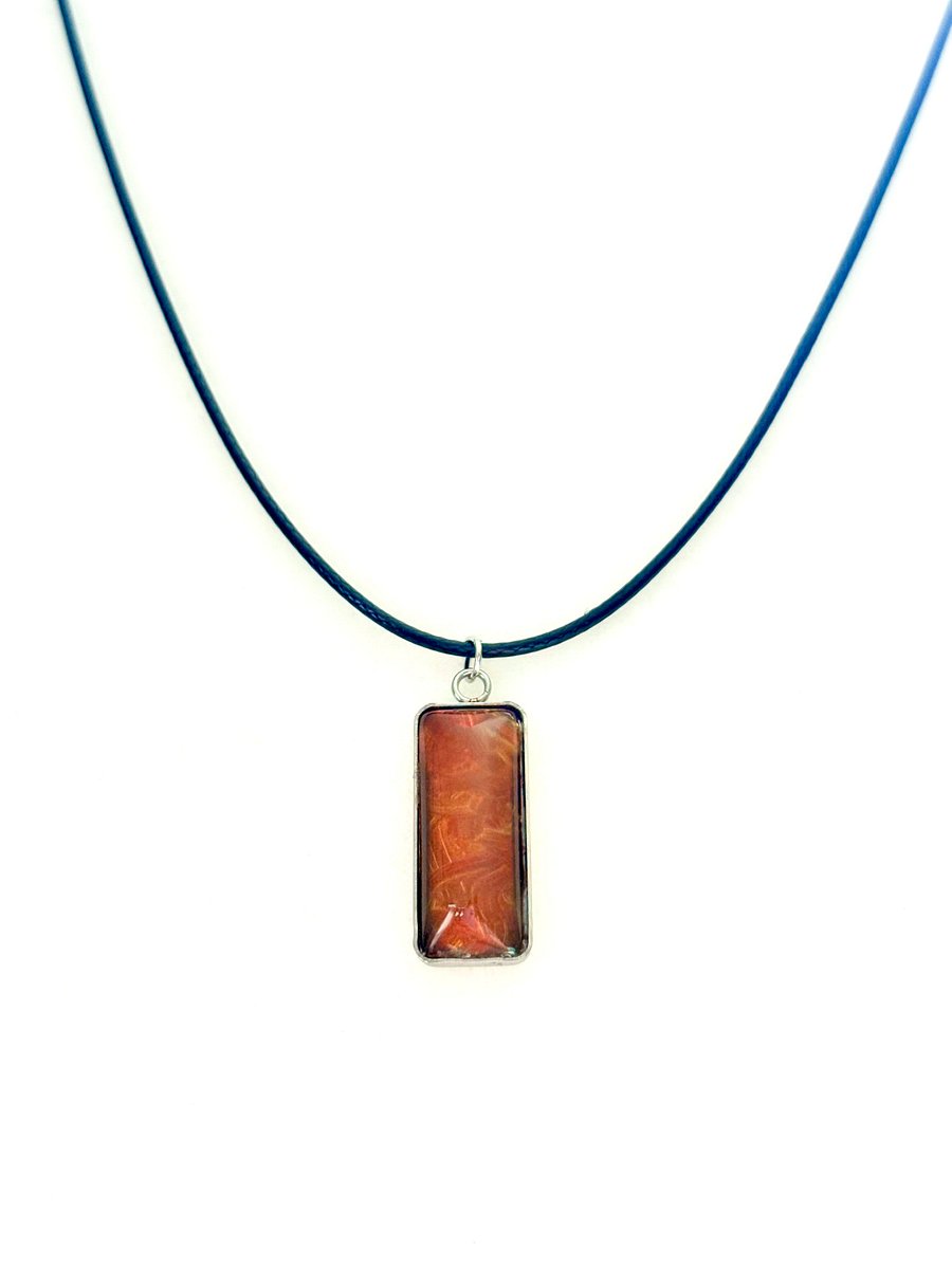 Electric Tide Pendant Necklace | Amber Orange Tangerine | Rectangle Cabochon | Monique Faella Designs™ | MFD-00154 product image (2)