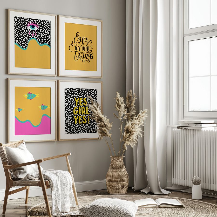Funky Evil Eye Gallery Wall Set of 8 DIGITAL Prints product image (2)