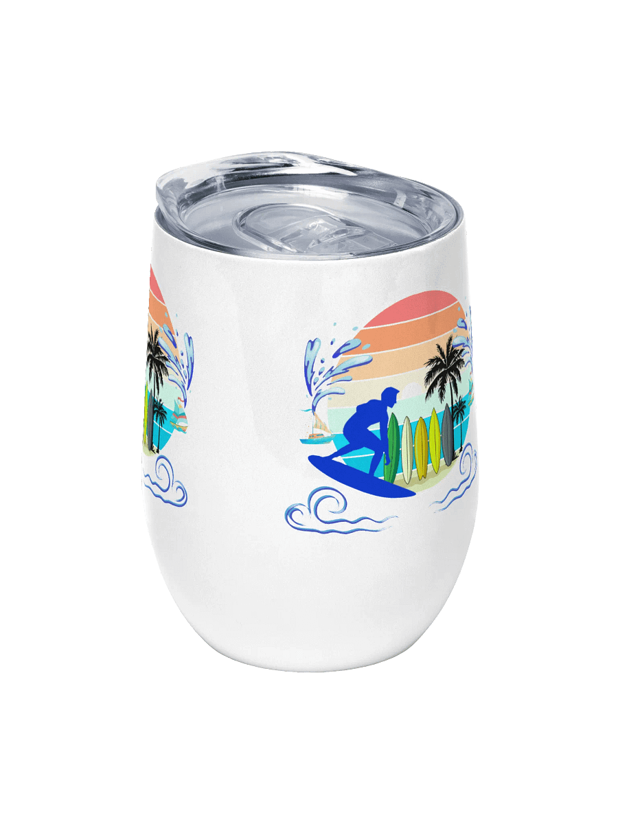 Sunset Surfer Wine Tumbler gift for surfer friends sons dads colleagues product image (5)