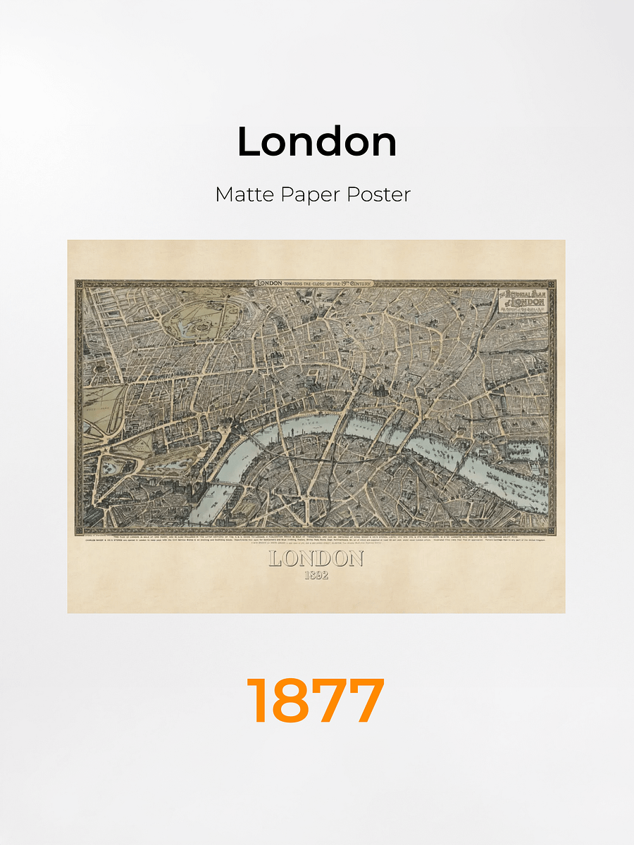 London 1877 Poster Print – Hand-Drawn Historic City Map (Unframed) product image (6)