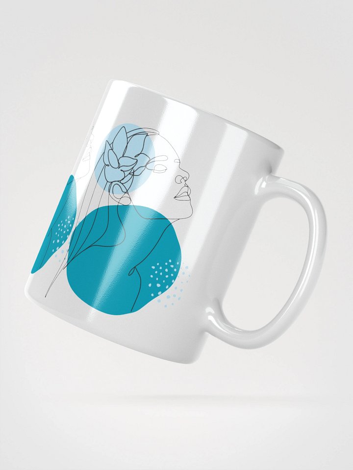 Mug Blanc Equilibre Femme - Bleu Océan - Profondeur Libre - Idée Cadeau Raffiné product image (2)
