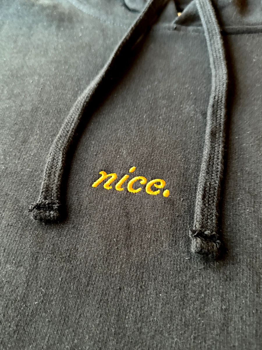 Gold Nice. Embroidered Hoodie (Black) product image (2)
