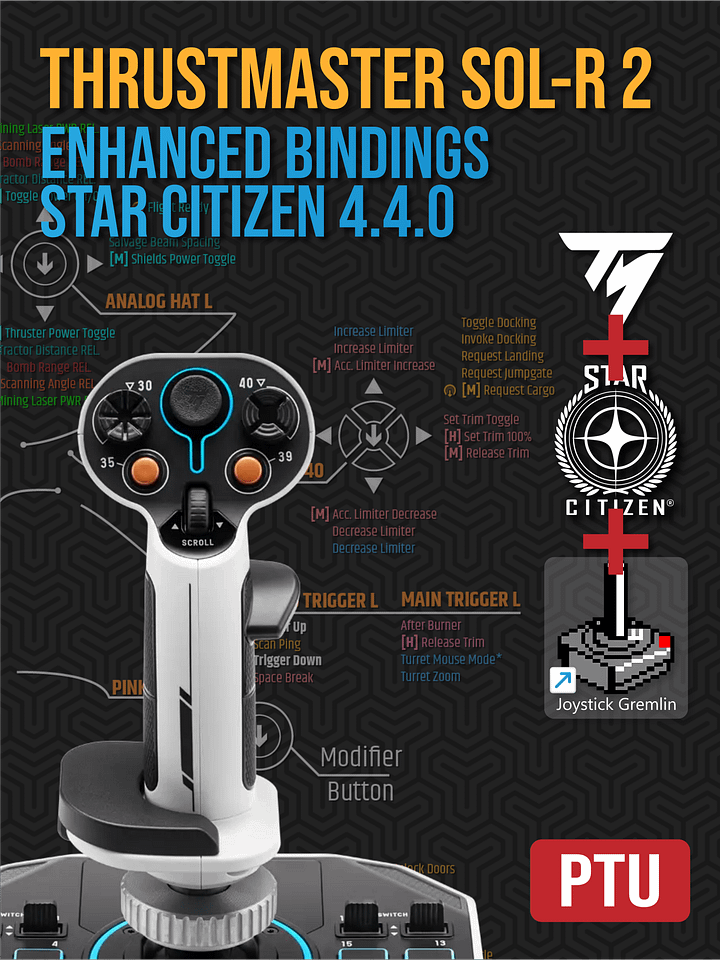 Thrustmaster SOL-R 2 Enhanced Dual Star Citizen Bindings | Joystick Gremlin Required product image (1)