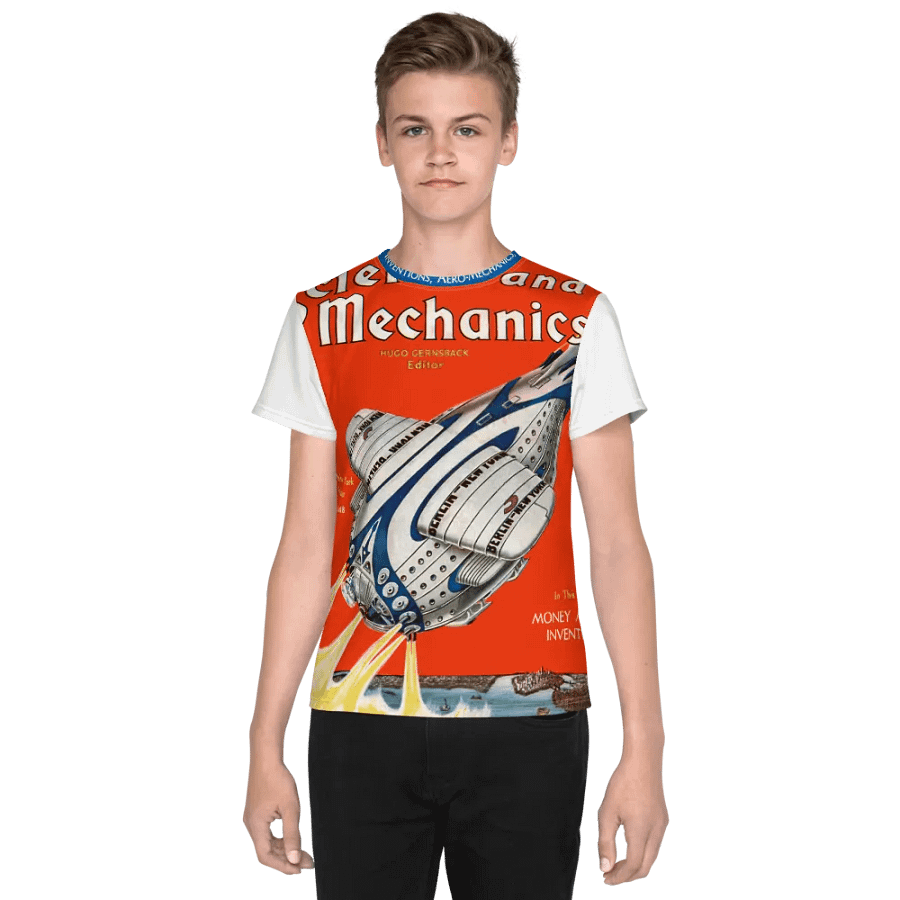 Retro-Futuristic Rocket All-Over Print Youth T-Shirt product image (1)