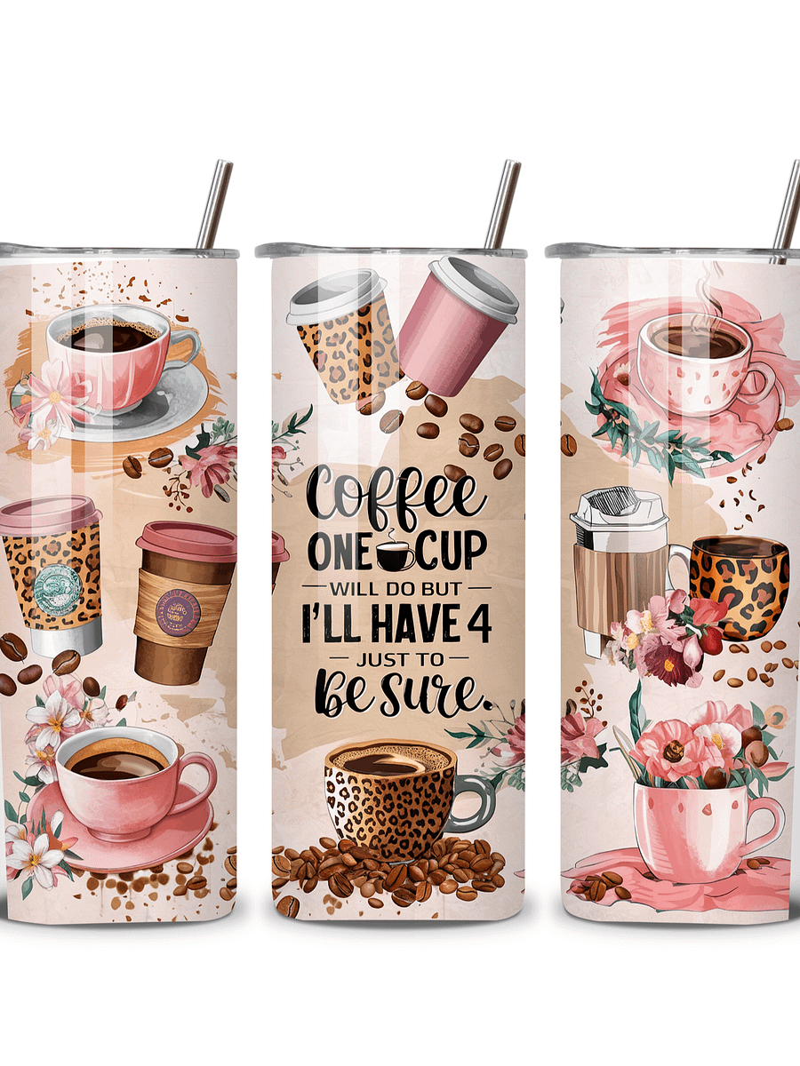 Coffee Lover's 20oz Skinny Tumbler with Metal Straw – 'One Cup Will Do – Double-Walled Insulated Stainless Steel Tumbler for Hot & Cold Drinks, Fun Gift for Coffee Enthusiasts product image (4)