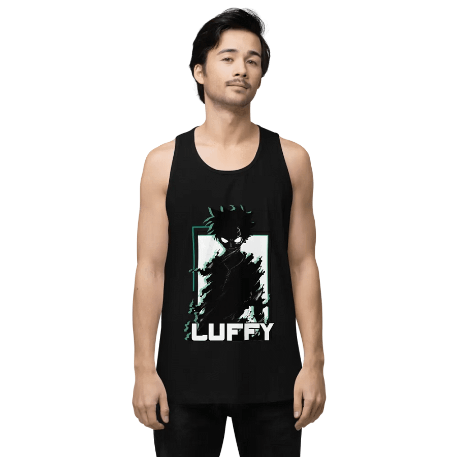 Shadowed Vigilance: LUFFY Anime Glitch Design Tank Top product image (9)