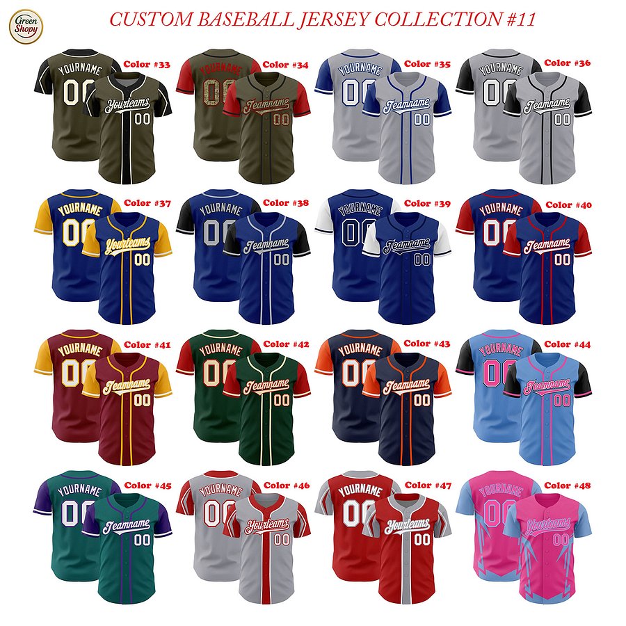 Authentic Baseball Jersey, Custom Baseball Jersey, Personalized Sport Jersey, Straight Lines 1 Color Body and Sleeve Color product image (3)