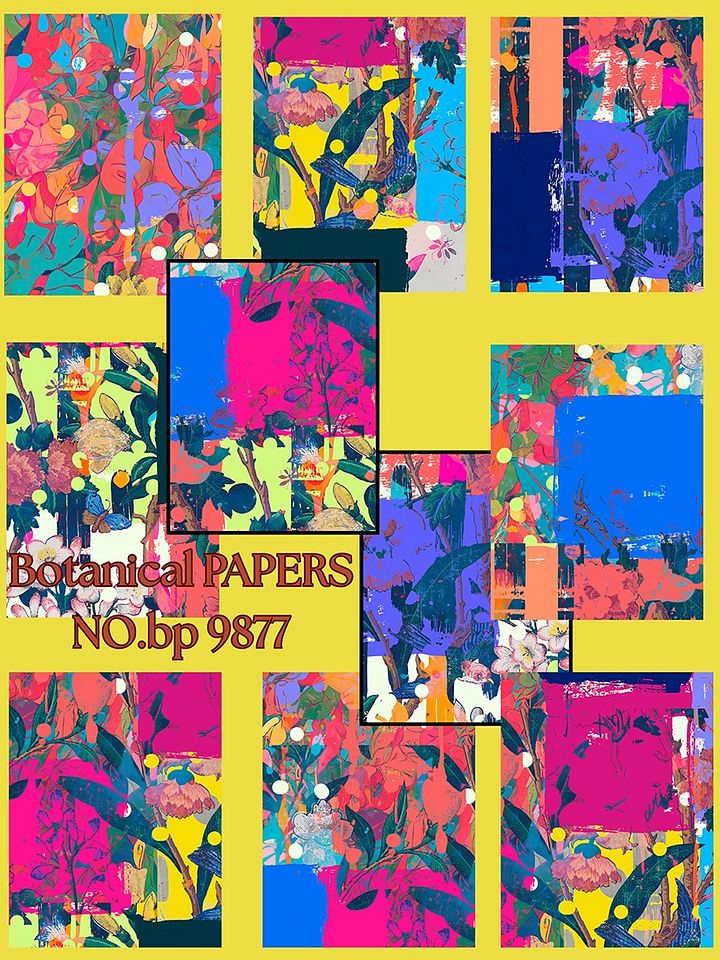 Set of 10 Abstract Botanical Papers No.9877 product image (1)