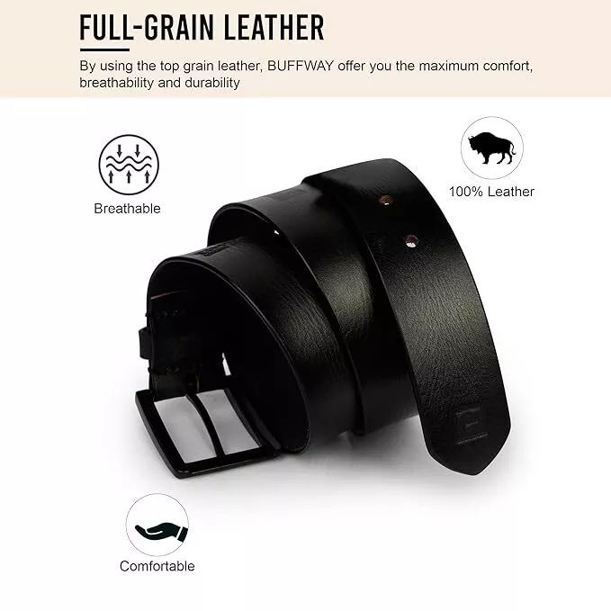 Men's Formal Pants and Jeans Premium Leather Black Belt Classic Buckle Belt product image (2)