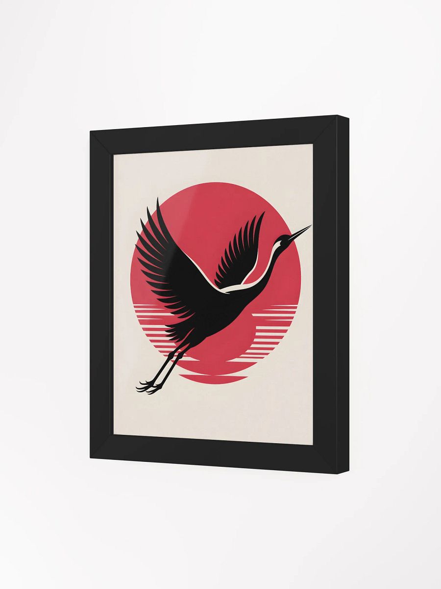 Flying Crane and Sun Framed Print | Japanese Art Wall Decor product image (3)