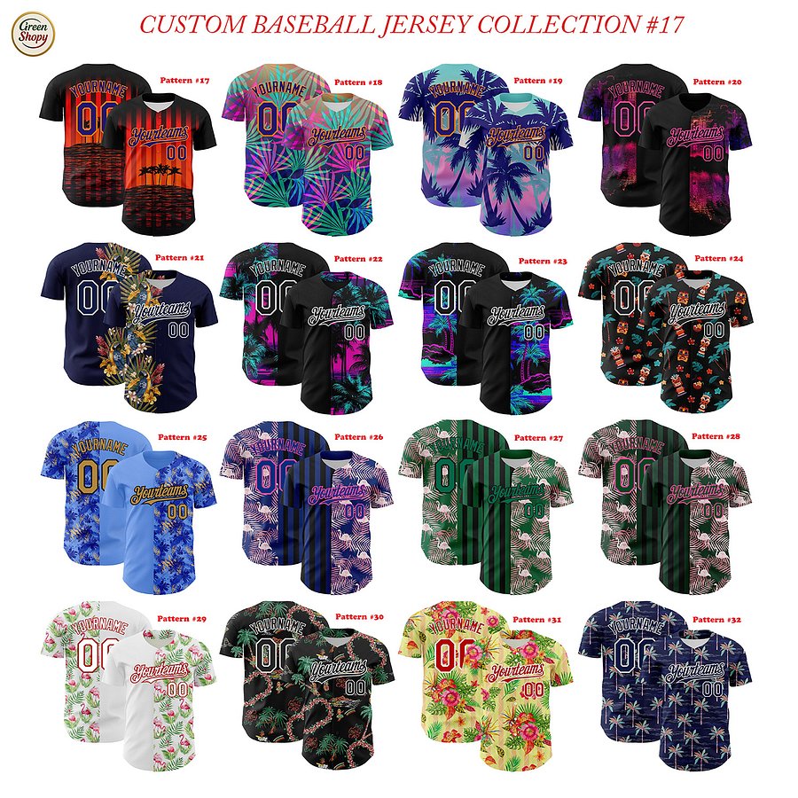 Authentic Baseball Jersey, Custom Baseball Jersey, Personalized Sport Jersey, Hawaiian Multi Colorful, Summer Palm Coconut product image (182)