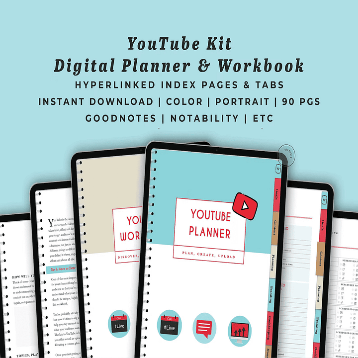 YouTube Digital Planner and Workbook Kit - Color product image (1)