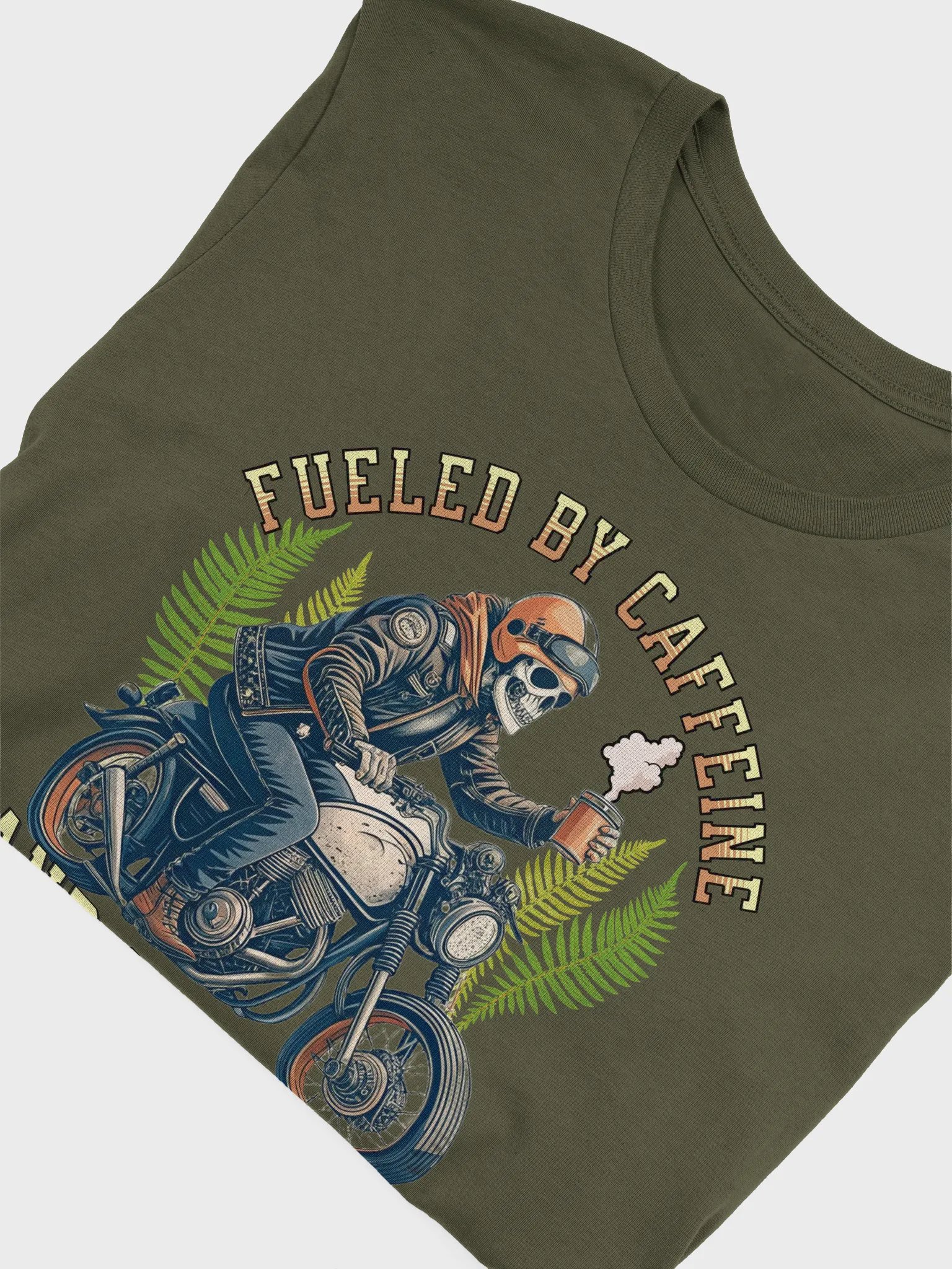 Fueled By Caffeine And Gasoline Skeleton Rider Caffeine Tee product image (3)