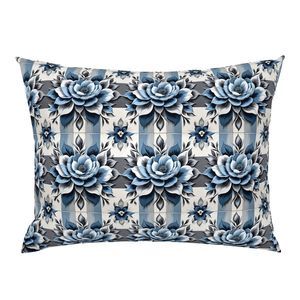 Seamless Pattern - Painted Floral Tile Pattern 2 in Blues, Grays and White product image (6)
