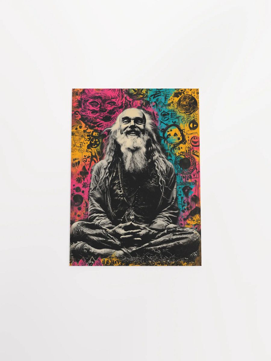 Psychedelic Guru Meditation: Visionary Spiritual Portrait with Cosmic Graffiti Art Print product image (12)